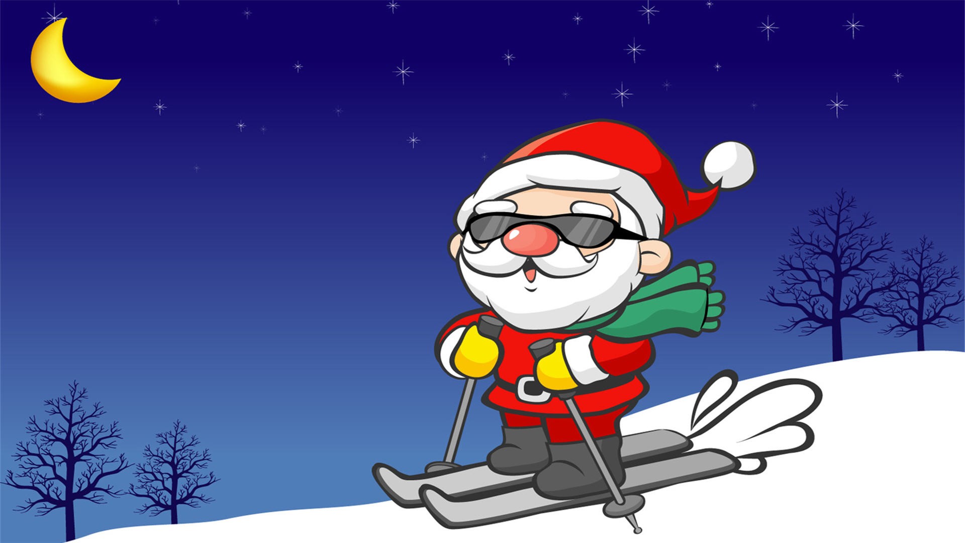 Skiing Santa